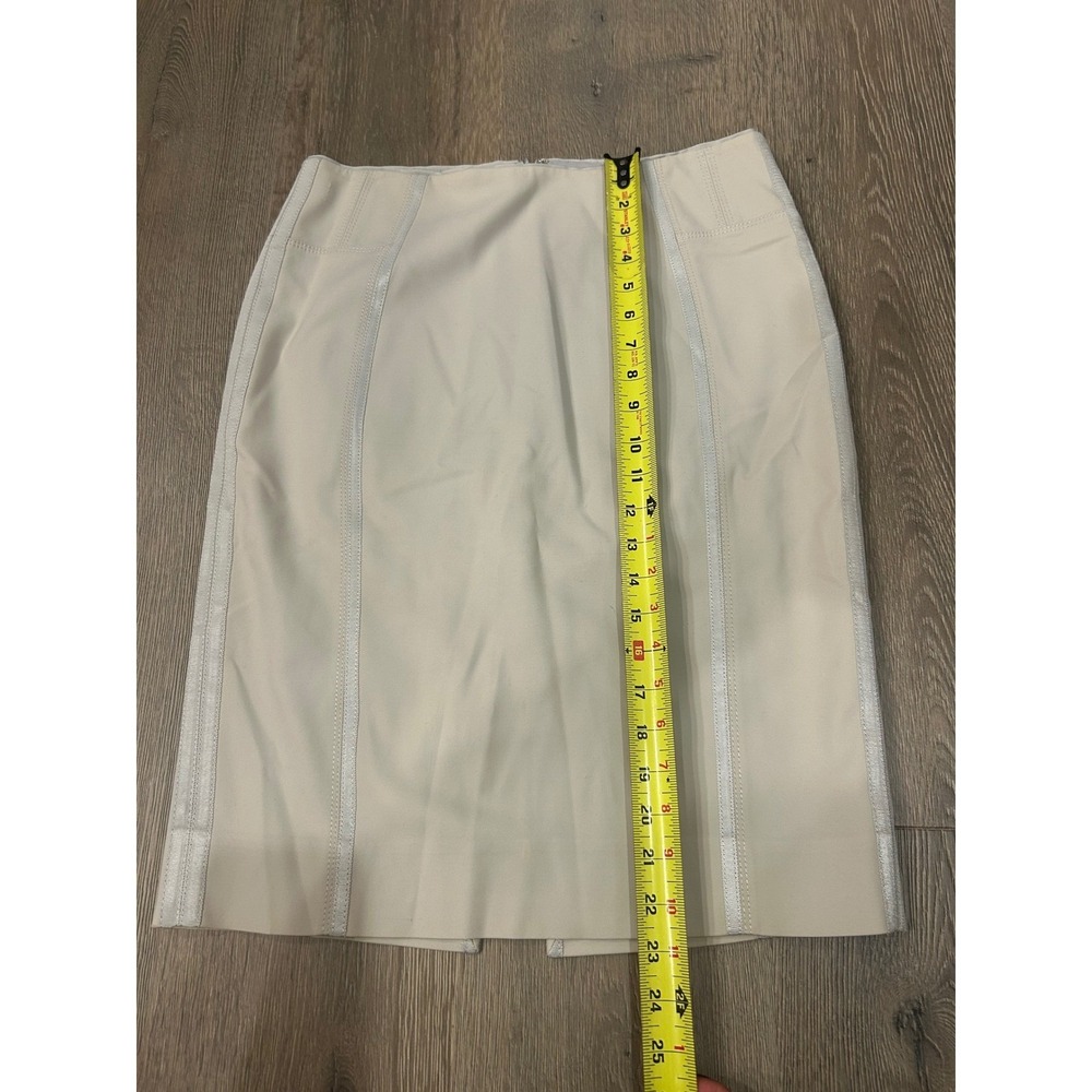 White House Black Market Perfect Form Cream Ribbon Trim Pencil‎ Skirt Size 8 - Picture 8 of 10